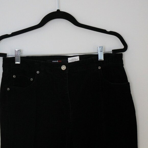 Black velvet pants for women, SOUNDONE straight leg loose fit, Cotton - Picture 4 of 4